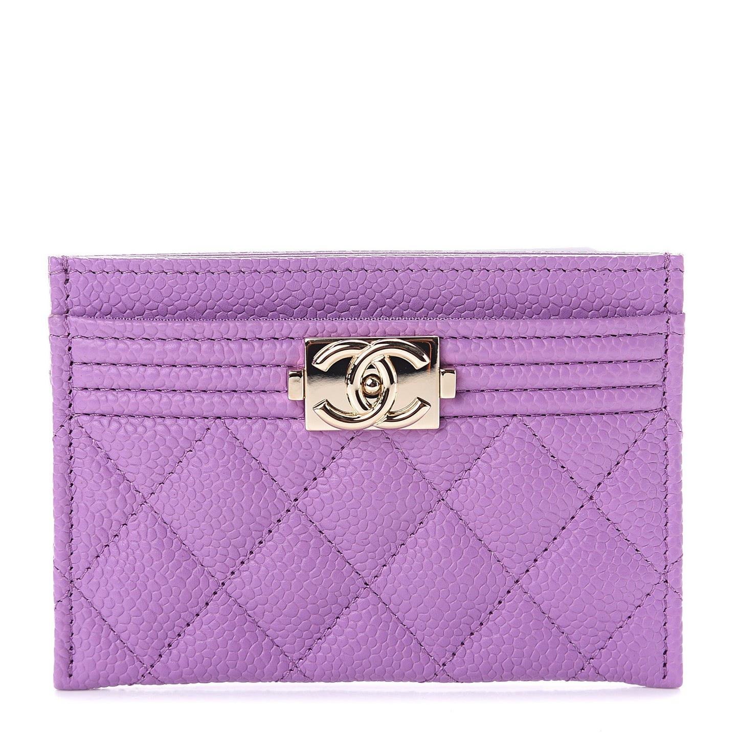 Caviar Quilted Boy Card Holder Purple