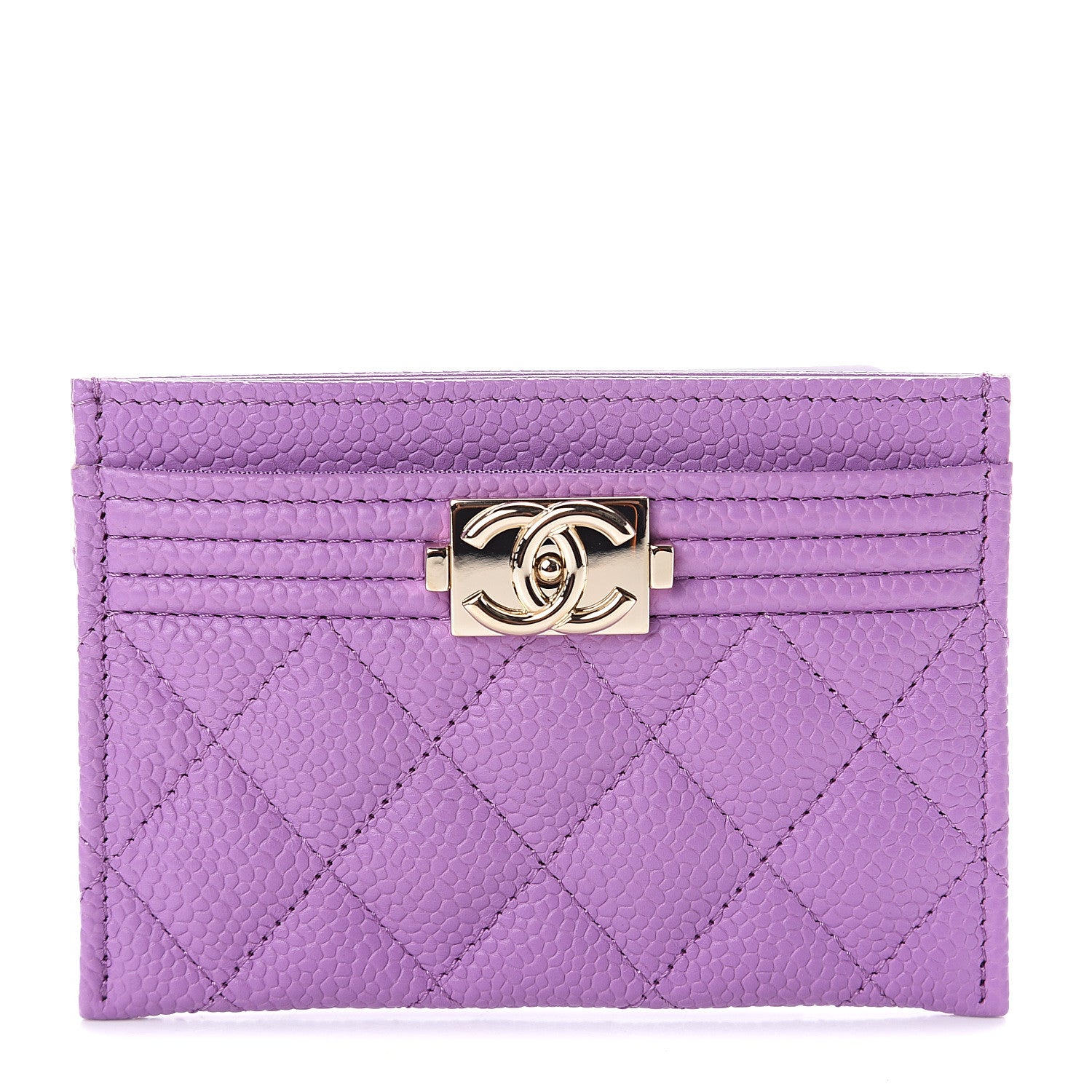 Chanel Caviar Quilted Boy Card Holder Purple 1 of 7