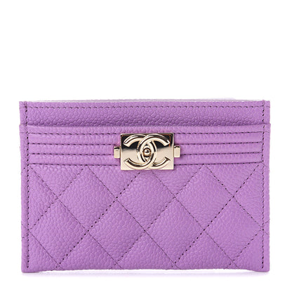 Chanel Caviar Quilted Boy Card Holder Purple 1 of 7