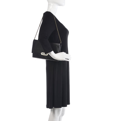 Chanel Lambskin Quilted Retro Label Clutch Black 2 of 9