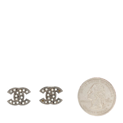 Chanel Crystal Timeless CC Earrings Silver 2 of 6