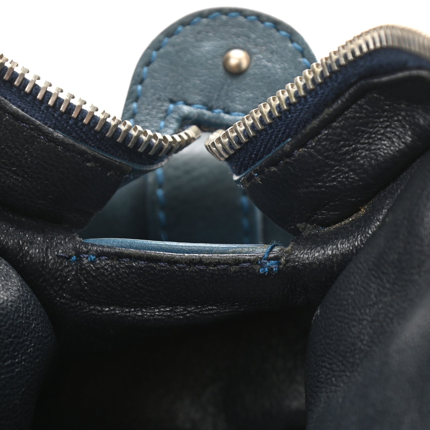 Calfskin Frame Satchel Blue