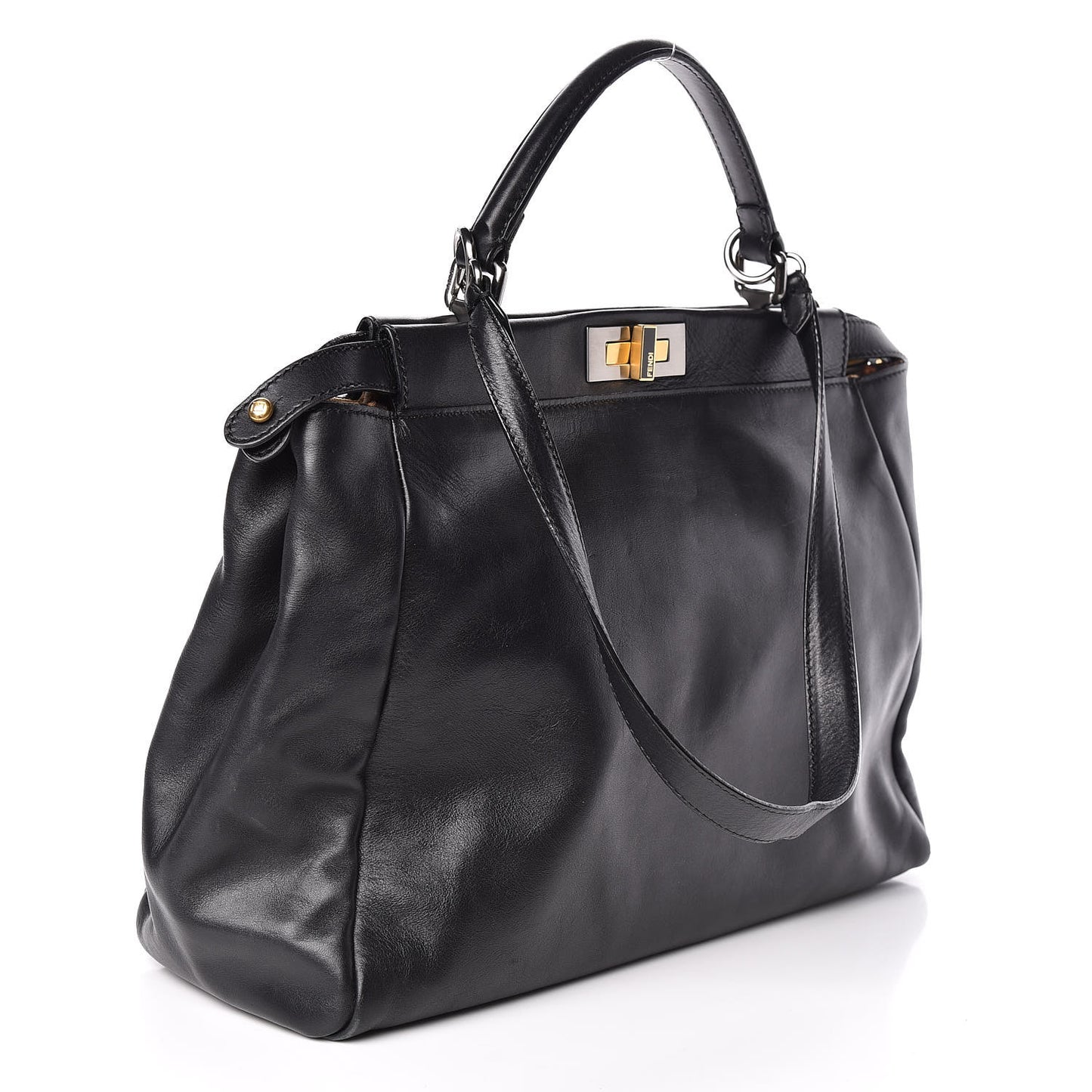 Calfskin Calf Hair Leopard Print Large Peekaboo Iconic Satchel Black