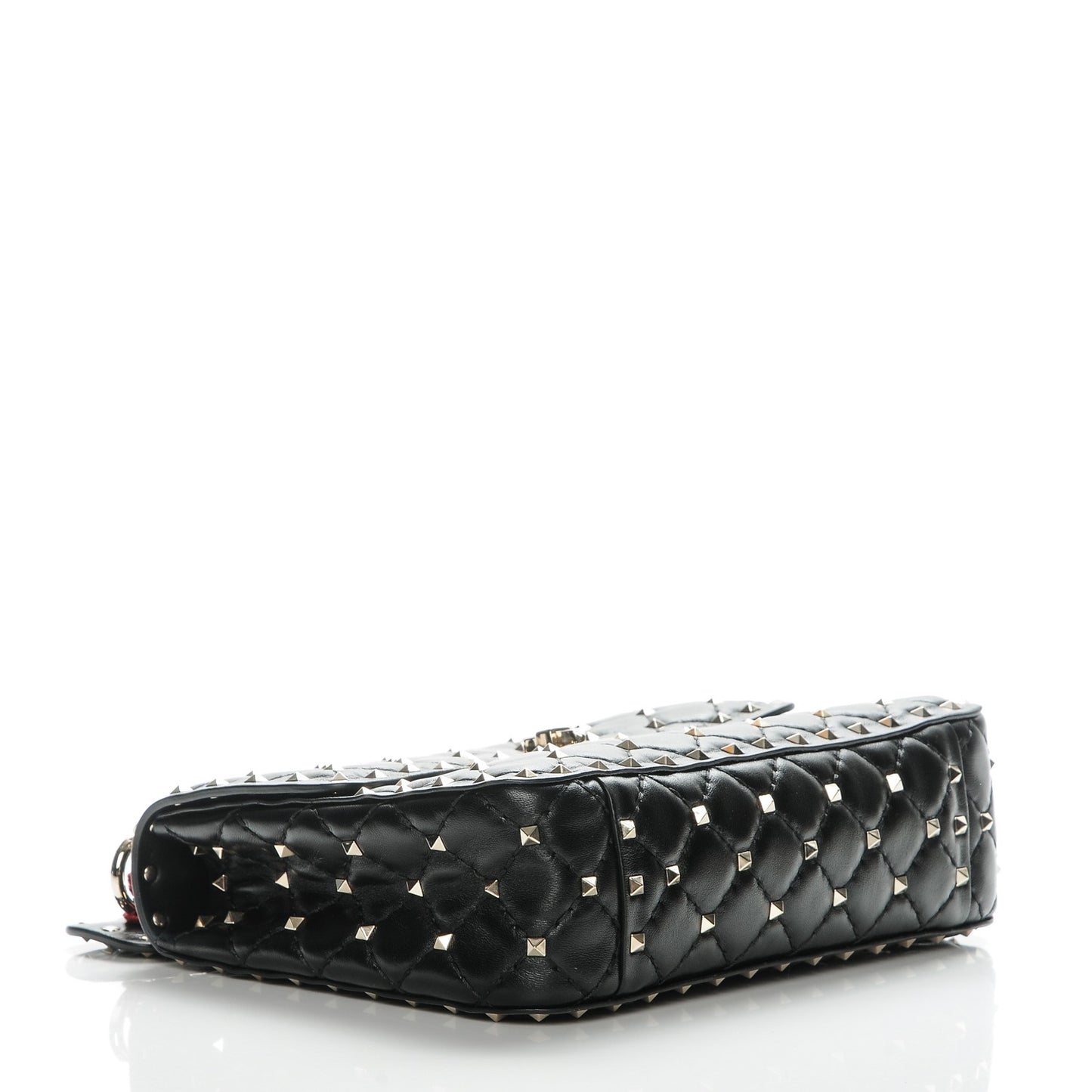 Lambskin Medium Rockstud Spike Shoulder Bag Black