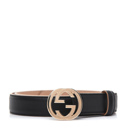 Gucci Moon Calfskin Interlocking G 25mm Belt 85 34 Black 1 of 8
