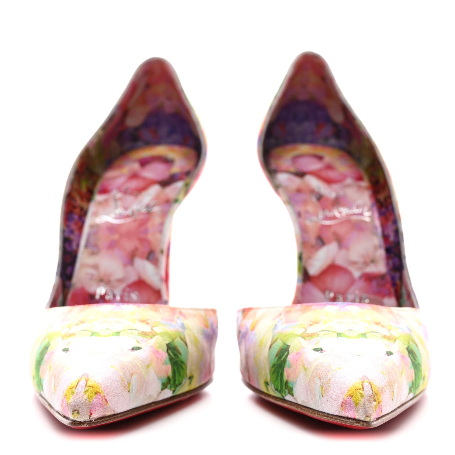 Christian Louboutin Crepe Satin Iriza 100 Blooming Floral Pumps 37 Multicolor 2 of 8