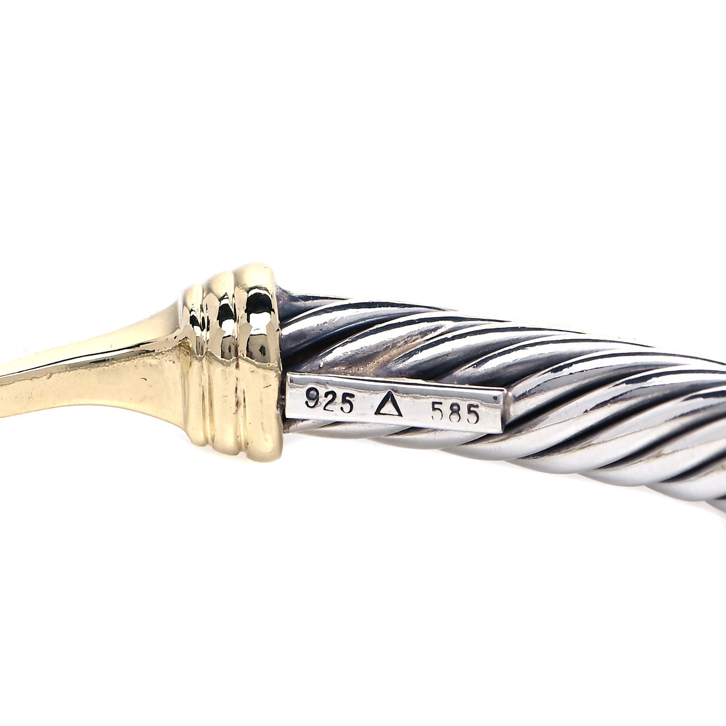 Sterling Silver 14K Yellow Gold 5mm Cable Classic Buckle Bracelet