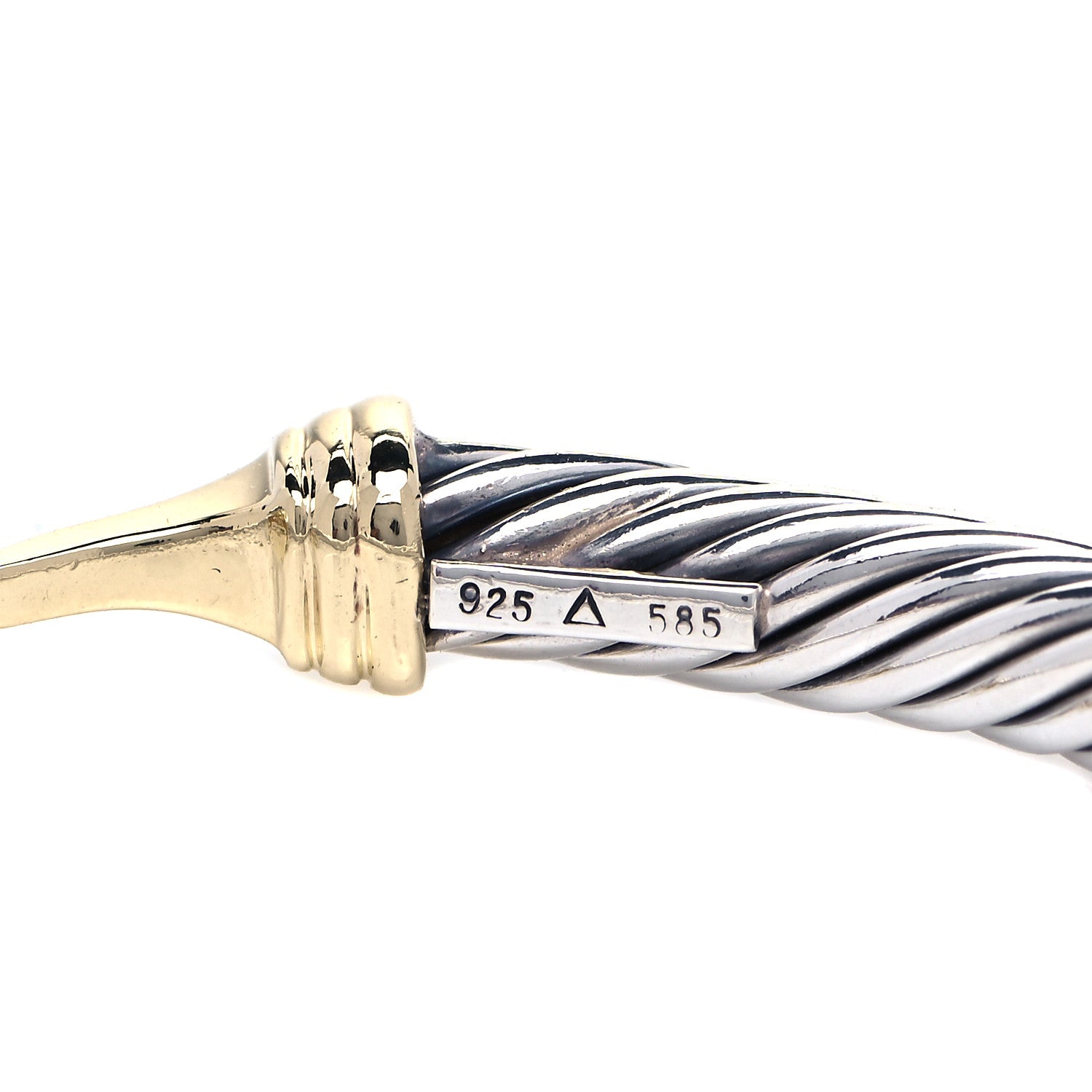 David Yurman Sterling Silver 14K Yellow Gold 5mm Cable Classic Buckle Bracelet 5 of 6