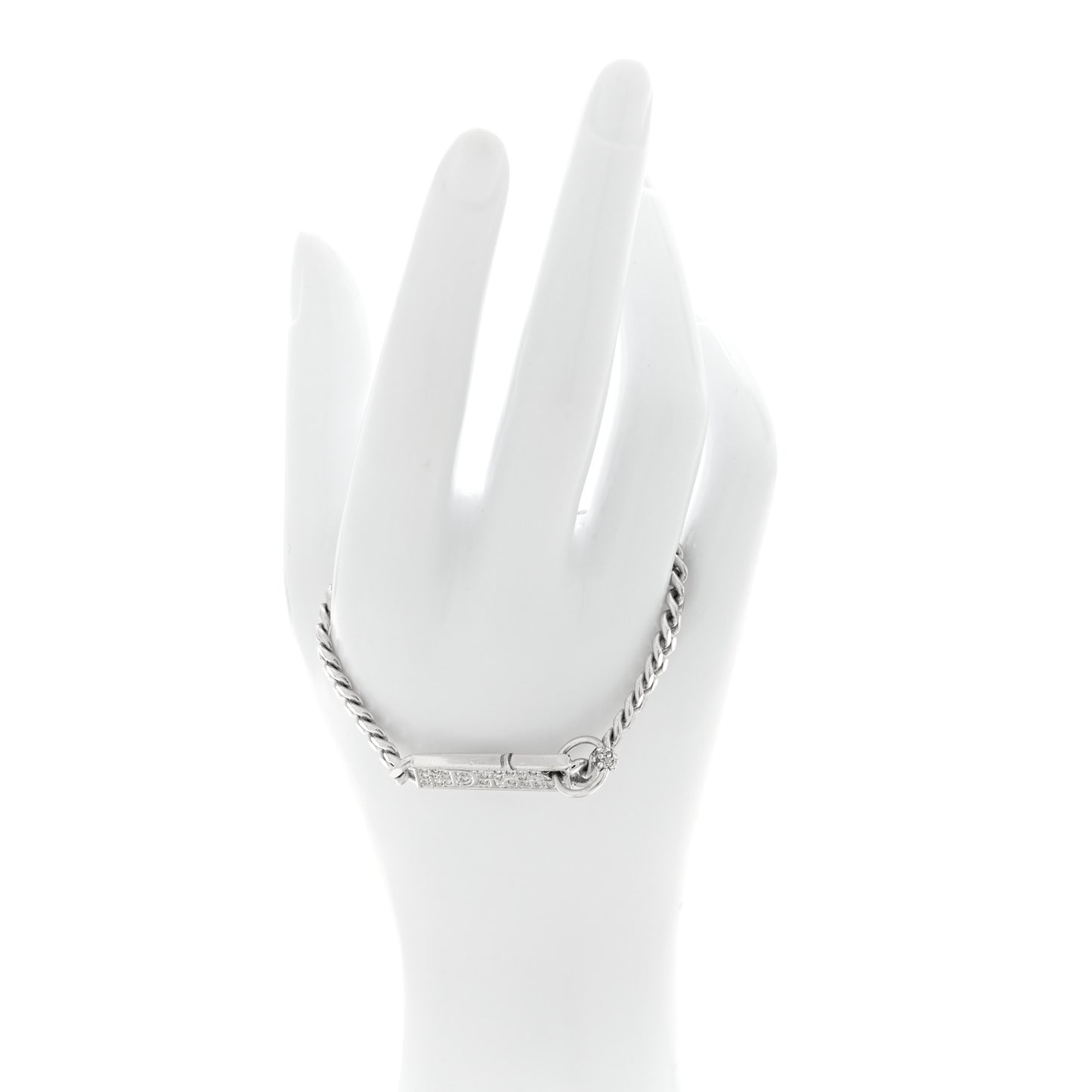 Crystal Logo ID Chain Bracelet Silver