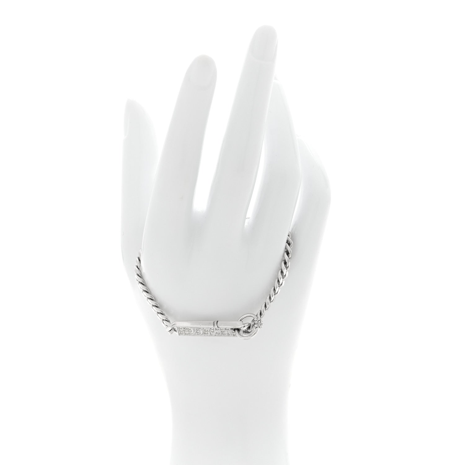 Christian Dior Crystal Logo ID Chain Bracelet Silver 2 of 4