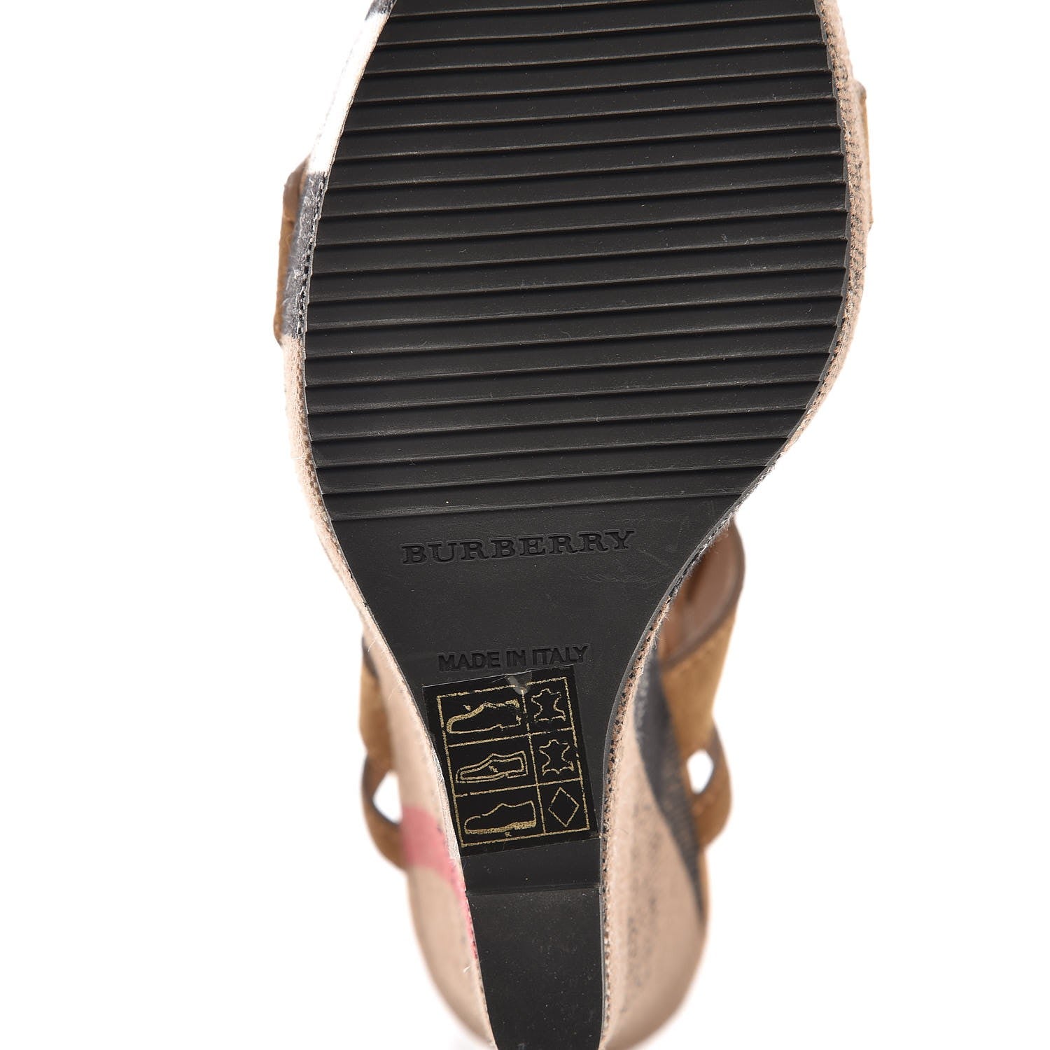 Burberry Suede Check Goldfinch Wedge 37.5 Sandstone 6 of 10