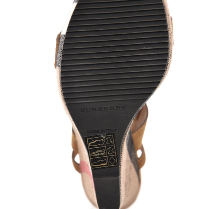 Burberry Suede Check Goldfinch Wedge 37.5 Sandstone 6 of 10