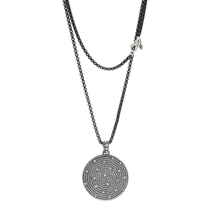 David Yurman Darkened Sterling Silver Diamond Large Cable Coil Pendant Necklace 1 of 5