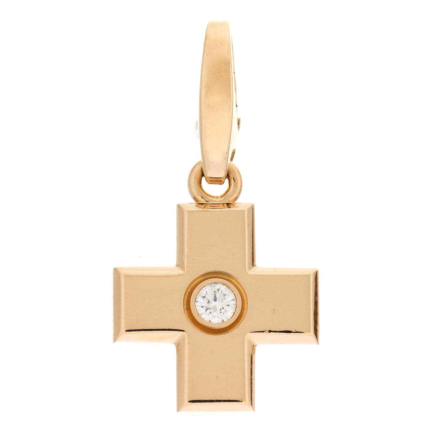 18K Yellow Gold Diamond Cross Charm