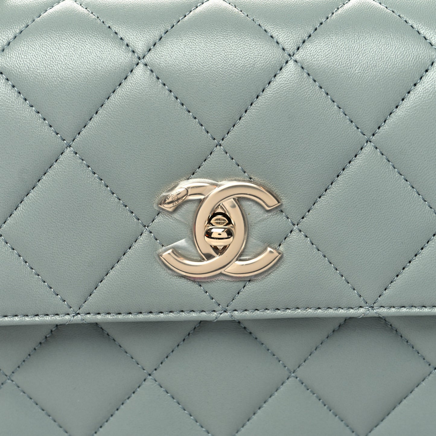 Lambskin Quilted Small Trendy CC Flap Dual Handle Bag Grey
