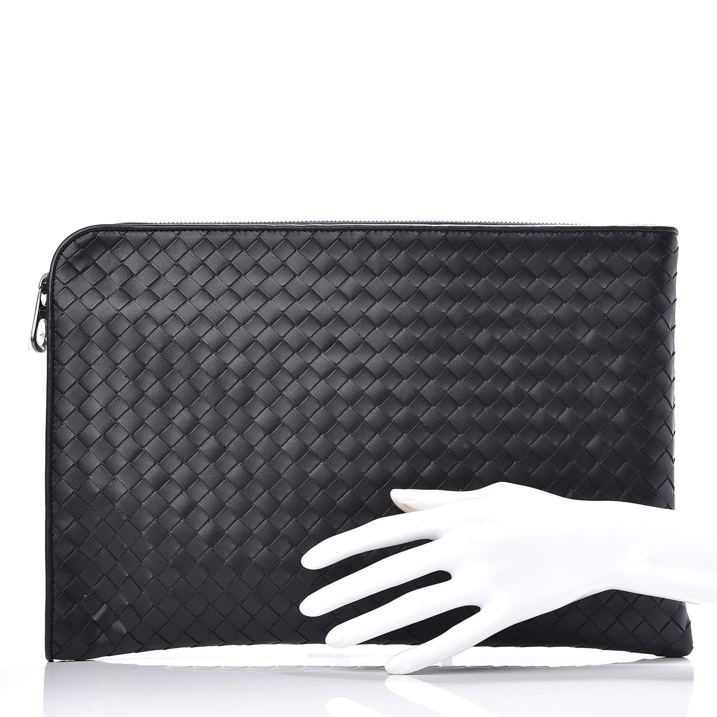 Calfskin Intrecciato Small Document Case Black