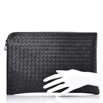 Bottega Veneta Calfskin Intrecciato Small Document Case Black 2 of 9