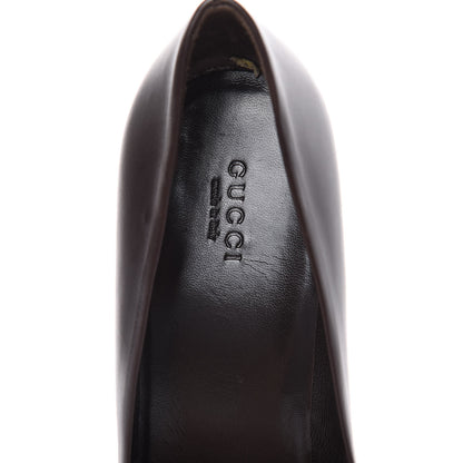 Gucci Calfskin Interlocking GG Web Mid Heel Pumps 39 Dark Cocoa 8 of 8