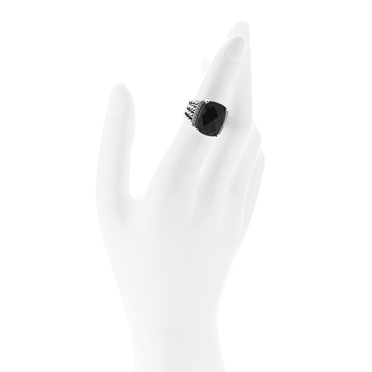 Sterling Silver Diamond Black Onyx 16mm Wheaton Ring 51 5.75