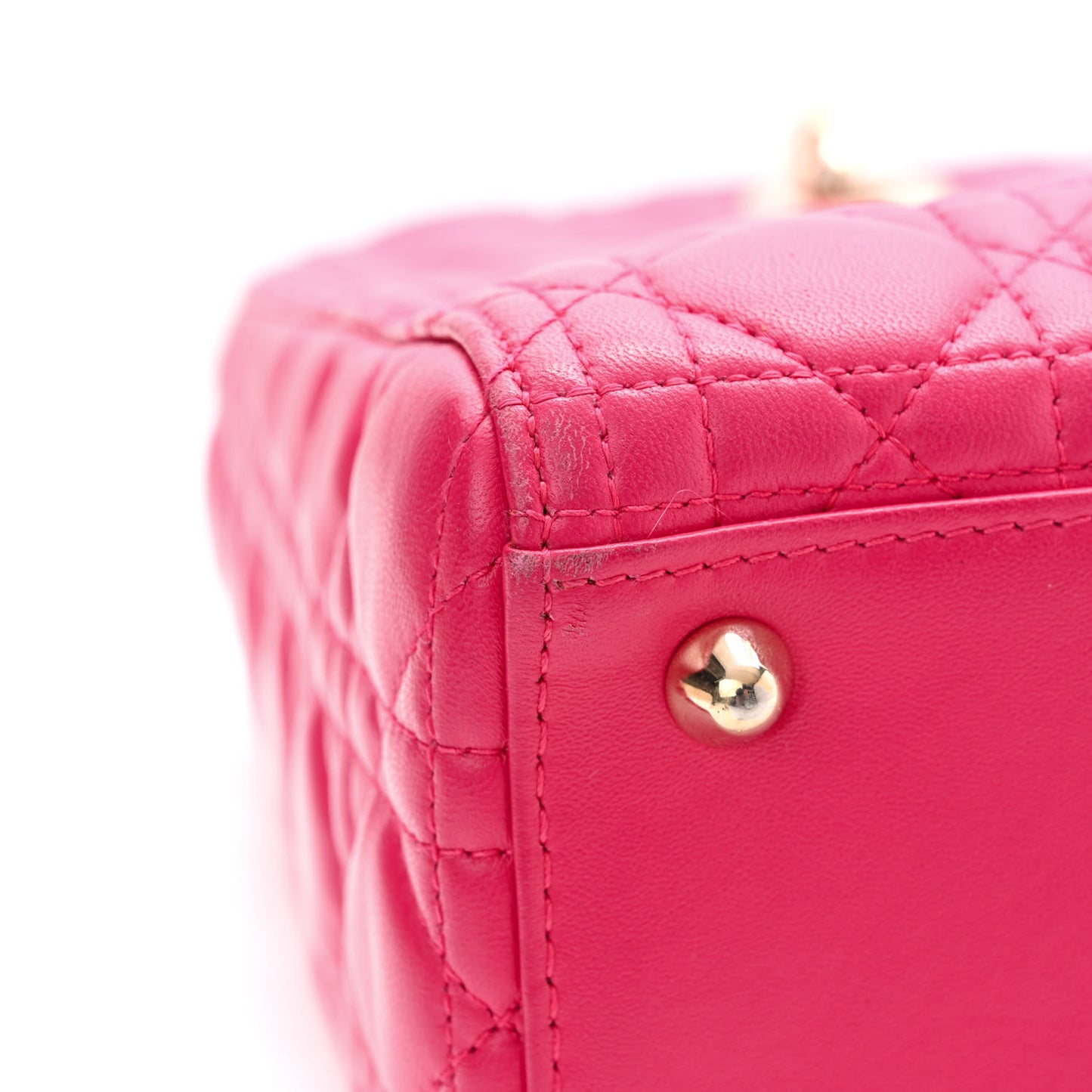 Lambskin Cannage Large Lady Dior Fuchsia