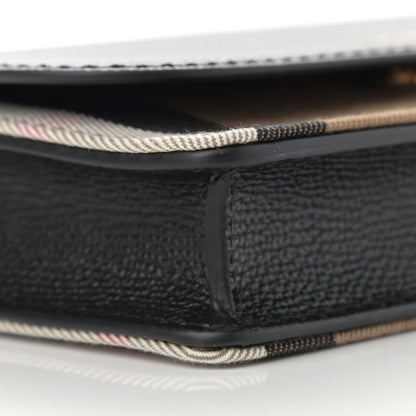 Burberry Grained Calfskin House Check Tartan Mix Hampshire Wallet On Chain Black 9 of 10