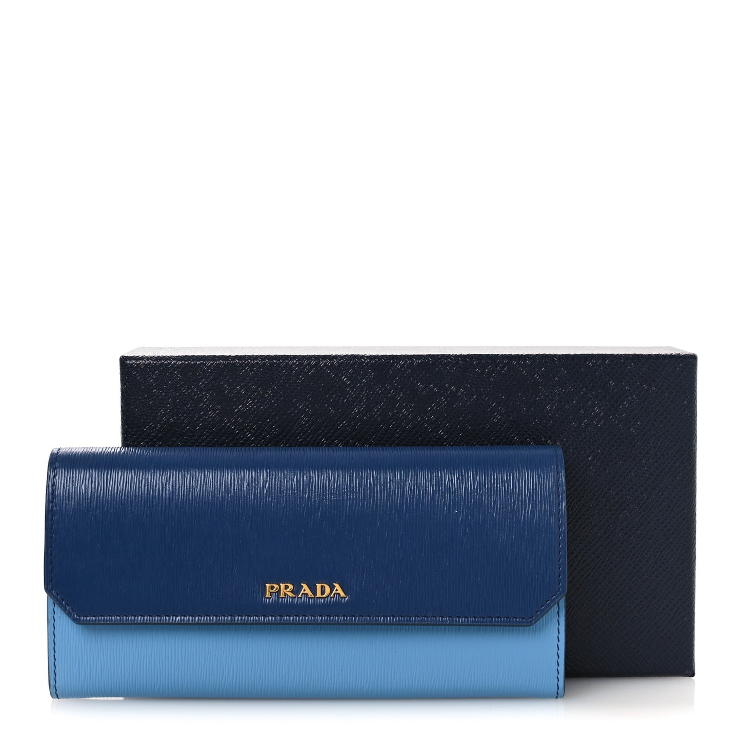 Vitello Move Bi-Color Metal Continental Flap Travel Wallet Bluette Mare