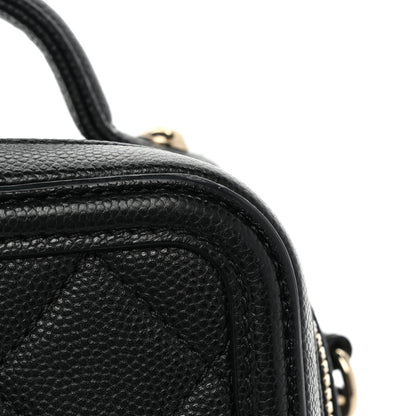 Chanel Caviar Quilted CC North South Filigree Vanity Case Black 22 of 22