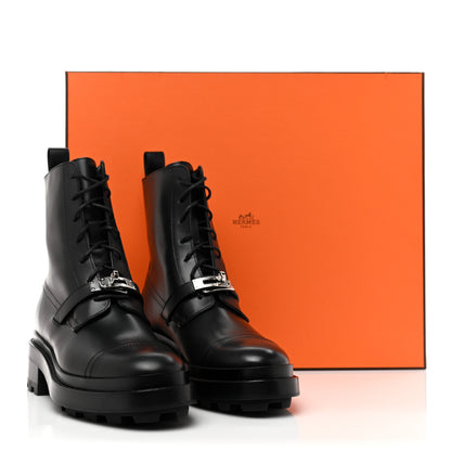 Hermes Glossed Calfskin Funk Ankle Boots 37.5 Black 11 of 11