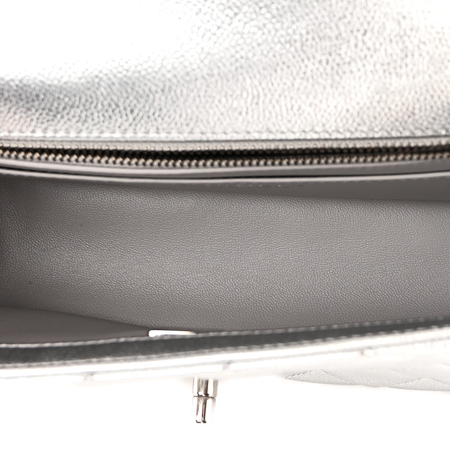 Chanel Metallic Caviar Quilted Mini Rectangular CC Slide Flap Silver 5 of 11
