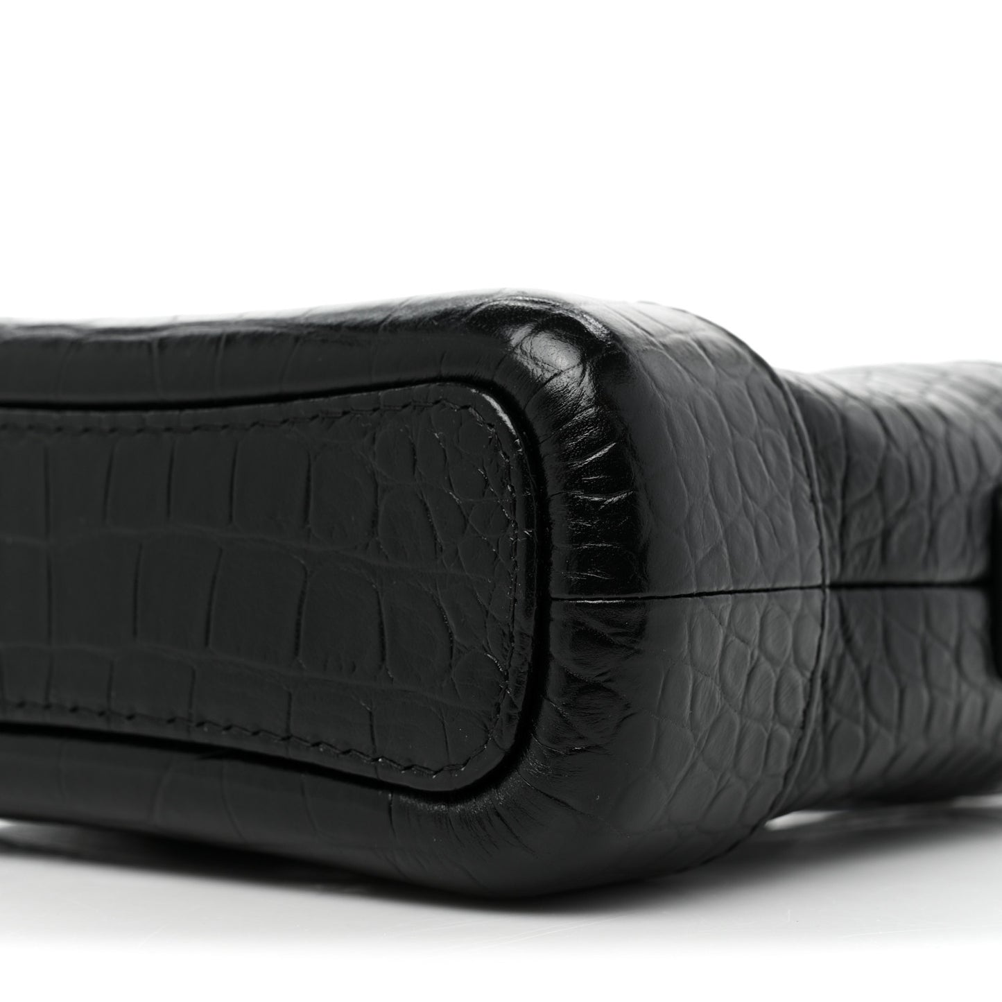 Calfskin Crocodile Embossed Small Gabrielle Cocodile Hobo Black