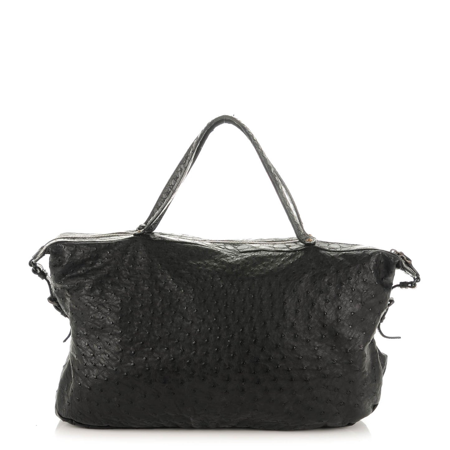 Ostrich Crocodile Shoulder Bag Black