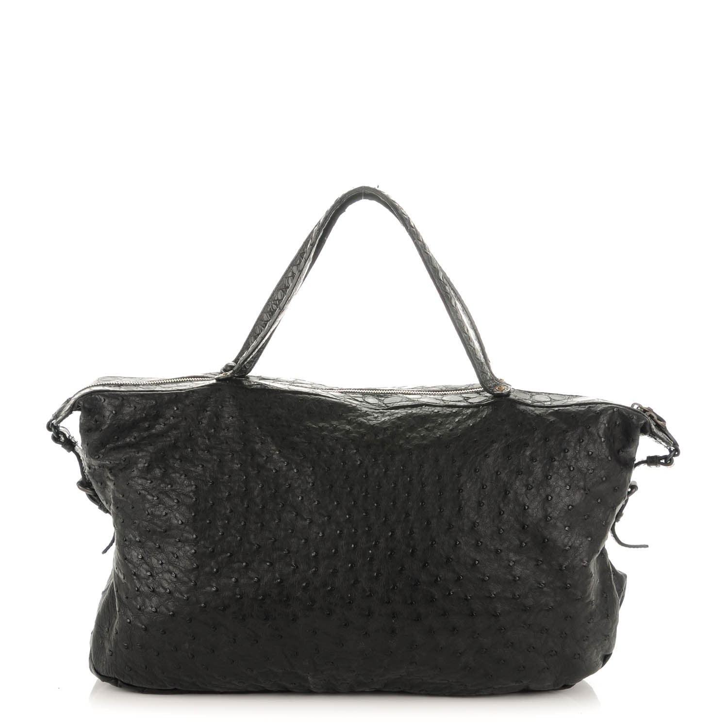 Bottega Veneta Ostrich Crocodile Shoulder Bag Black 1 of 12
