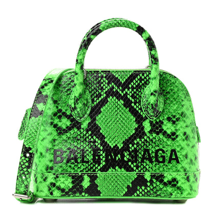 Balenciaga Calfskin Python Effect XXS Ville Top Handle Bag Fluo Green Black 1 of 8