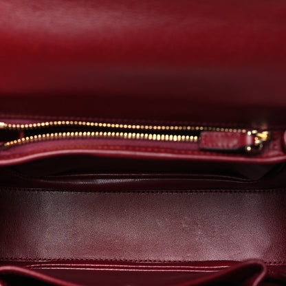 Gucci Boarded Dyana Lux Calfskin Web Monochrome Small Bamboo 1947 Top Handle Bag Rosso Ancora 6 of 12