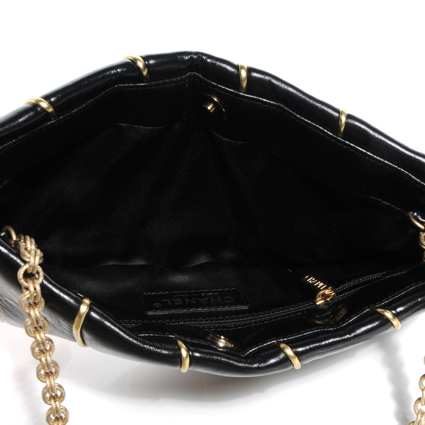 Glazed Calfskin Paris Londres Clutch Black