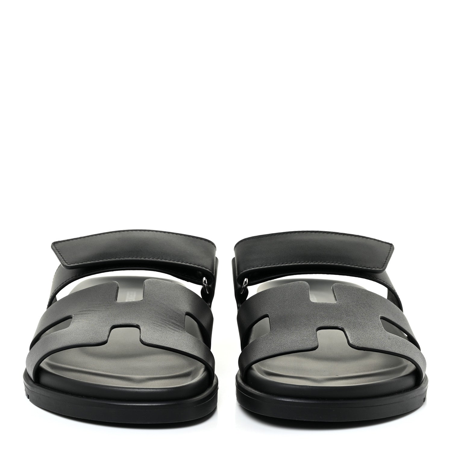 Hermes Calfskin Womens Chypre Sandals 37.5 Black 2 of 11