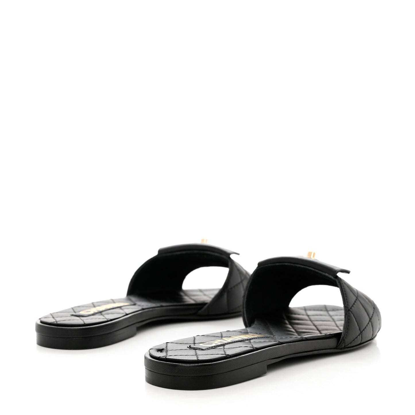 Lambskin Quilted CC Turnlock Sandals 38 Black
