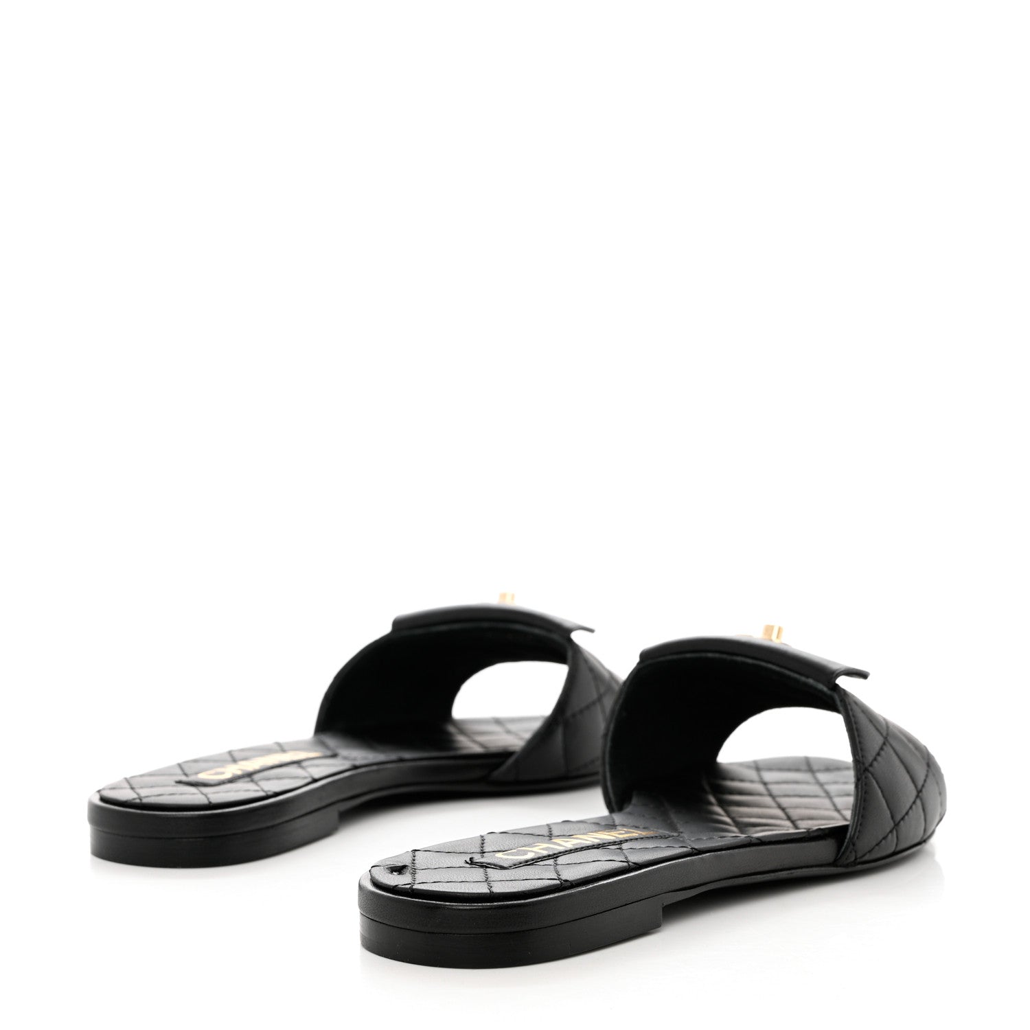 Chanel Lambskin Quilted CC Turnlock Sandals 38 Black 4 of 9