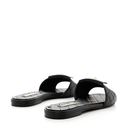 Chanel Lambskin Quilted CC Turnlock Sandals 38 Black 4 of 9