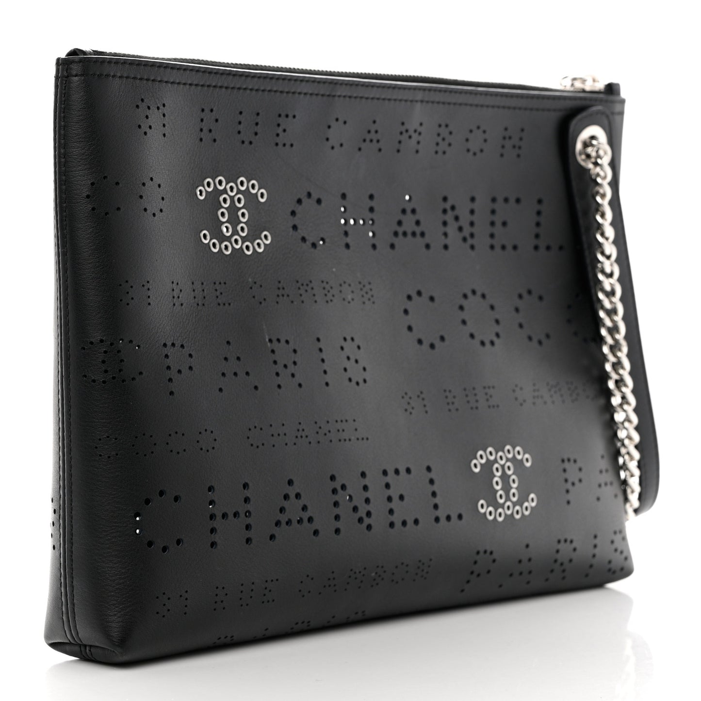 Calfskin Eyelets Clutch Black