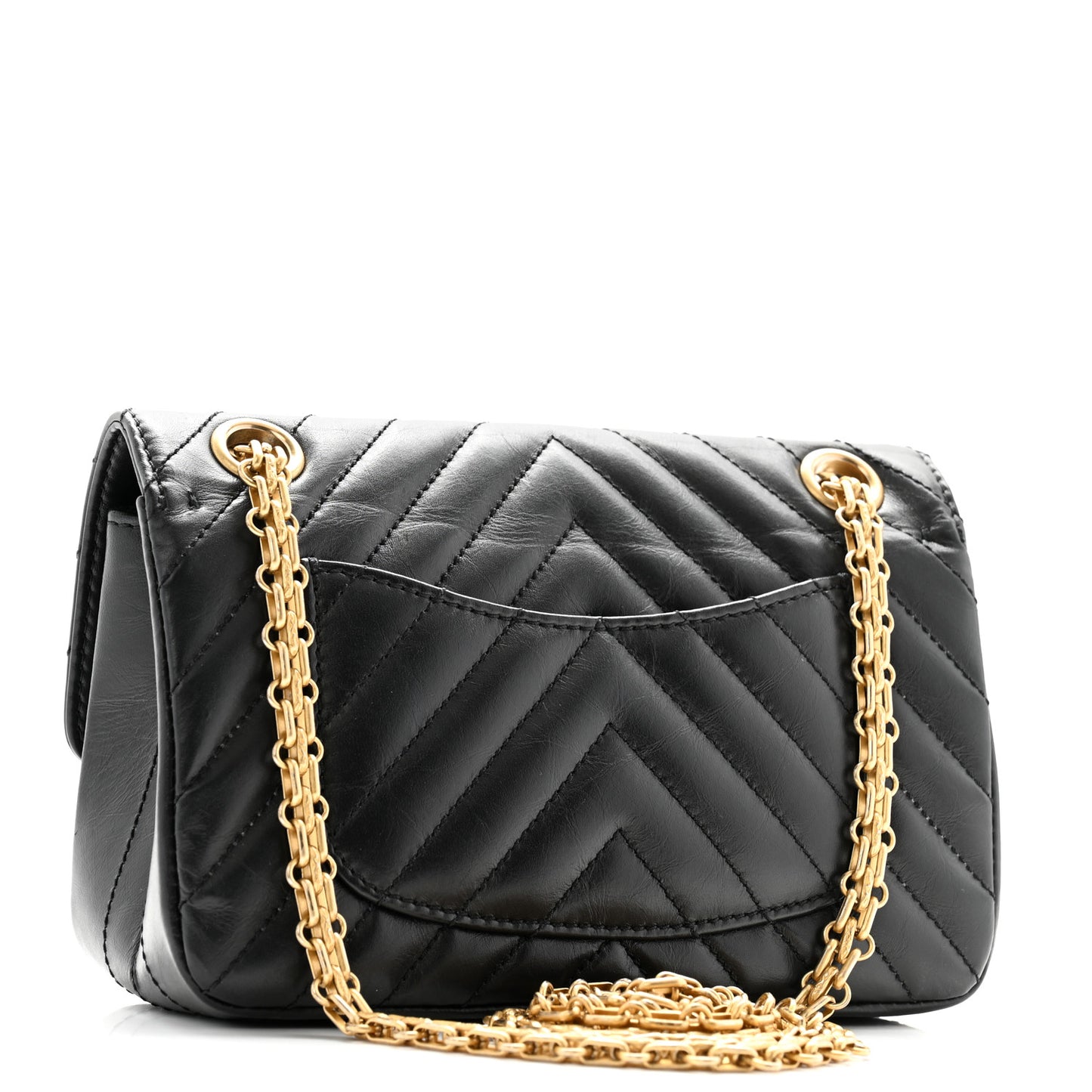 Aged Calfskin Chevron Quilted 2.55 Reissue Mini Flap Black