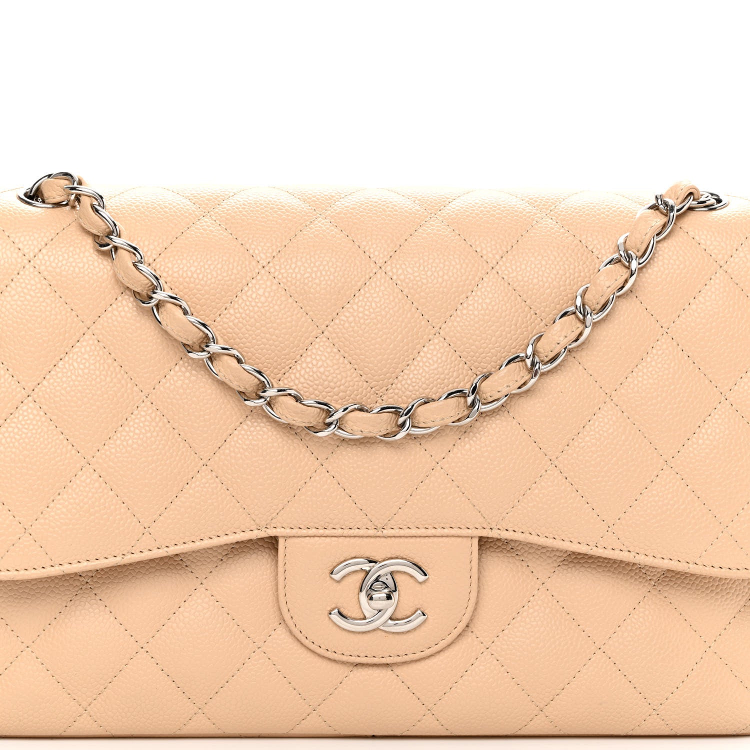 Chanel Caviar Quilted Jumbo Double Flap Beige Clair 8 of 10