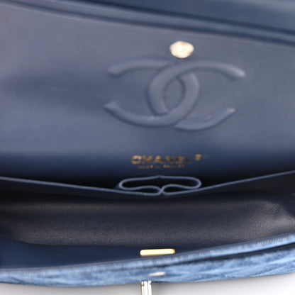 Chanel Printed Denim Quilted Medium Double Flap Dark Blue 10 of 10