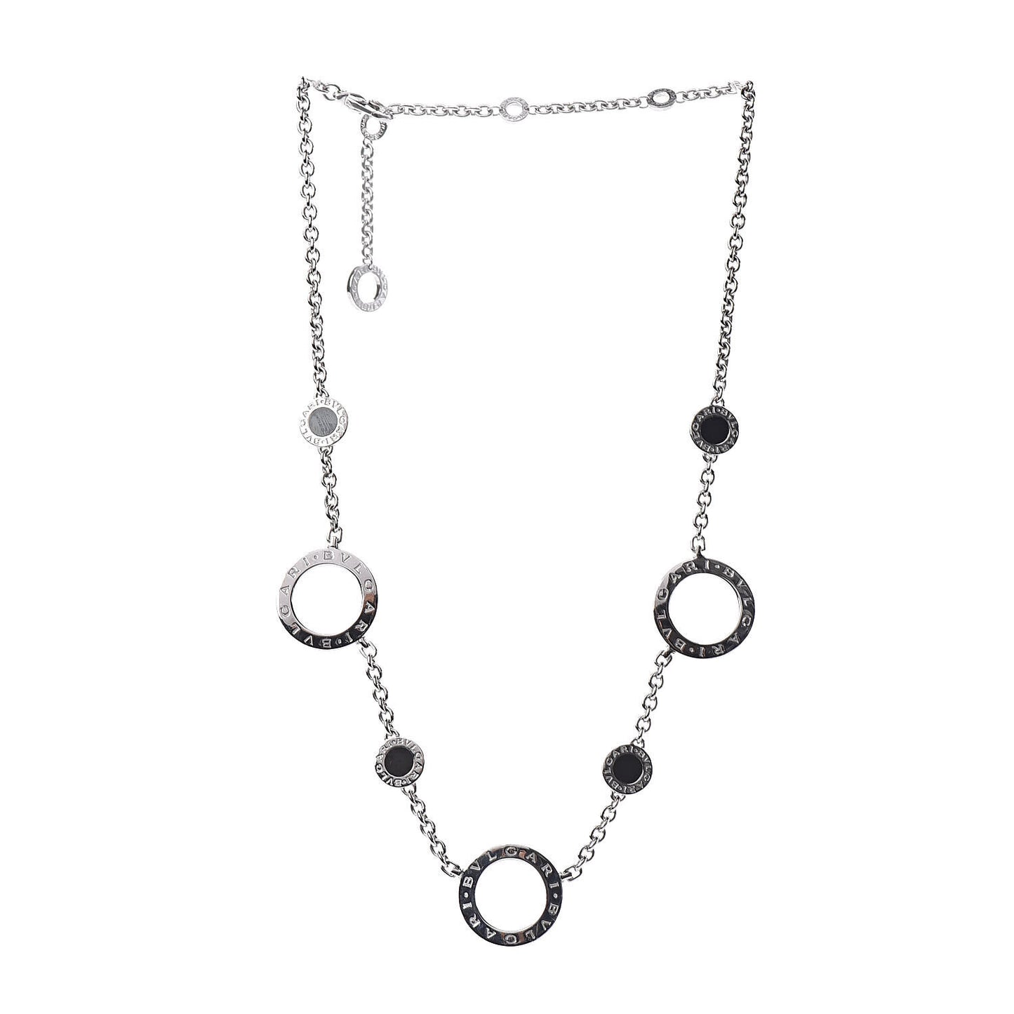 18K White Gold Black Onyx Sautoir Pendant Necklace