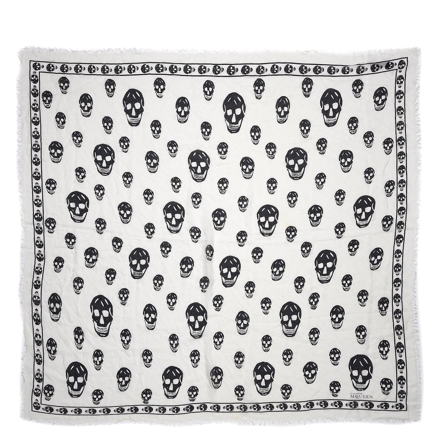 Silk Chiffon Skull Scarf Ivory Black