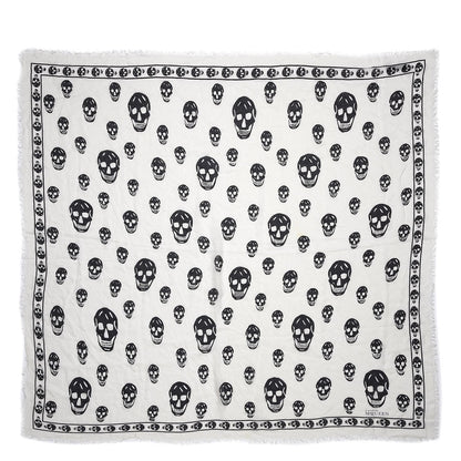 Alexander McQueen Silk Chiffon Skull Scarf Ivory Black 3 of 5