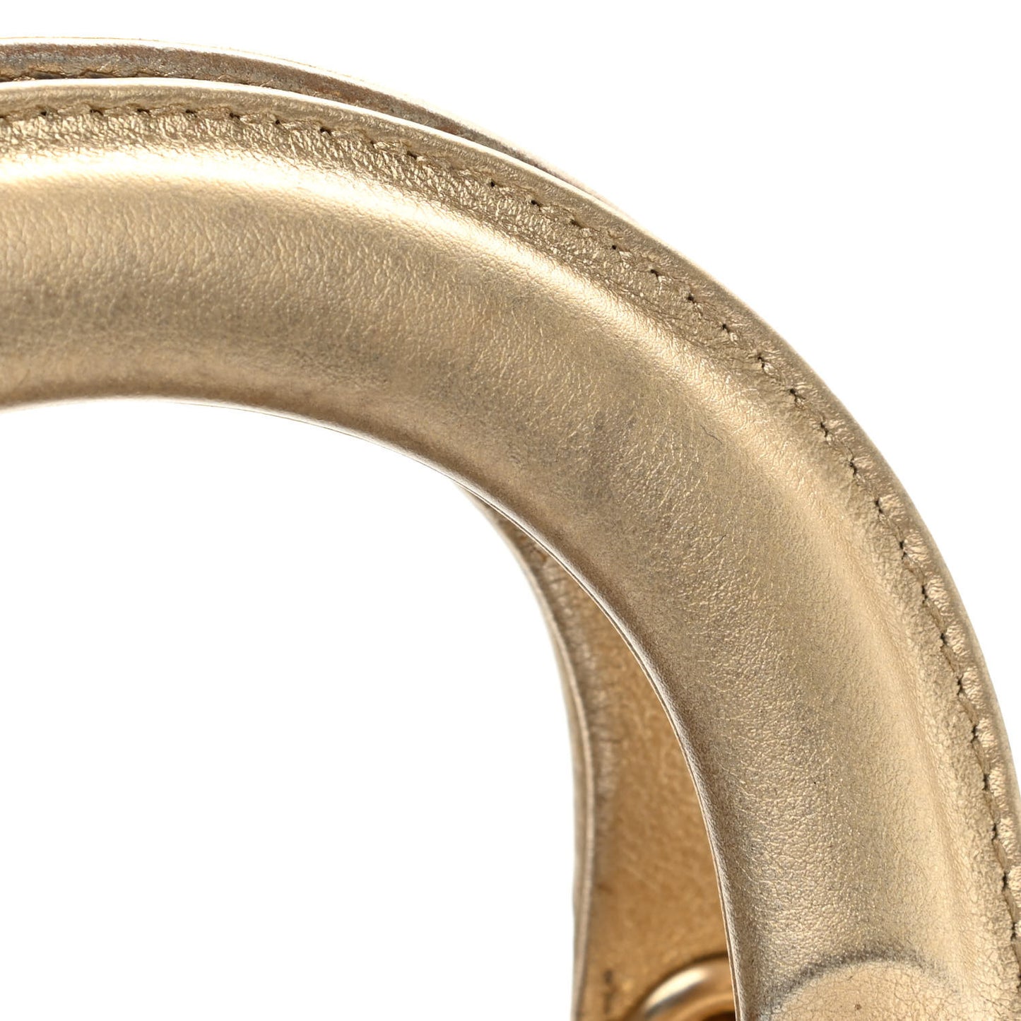 Metallic Lambskin Cannage Mini Lady Dior Gold