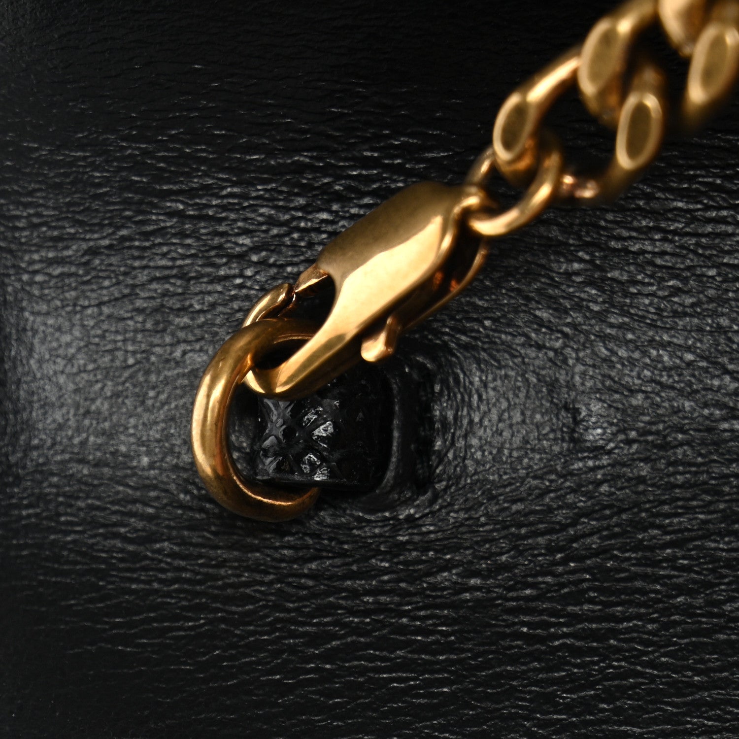 Saint Laurent Coated Bark Calfskin Sunset Chain Wallet Black 12 of 13