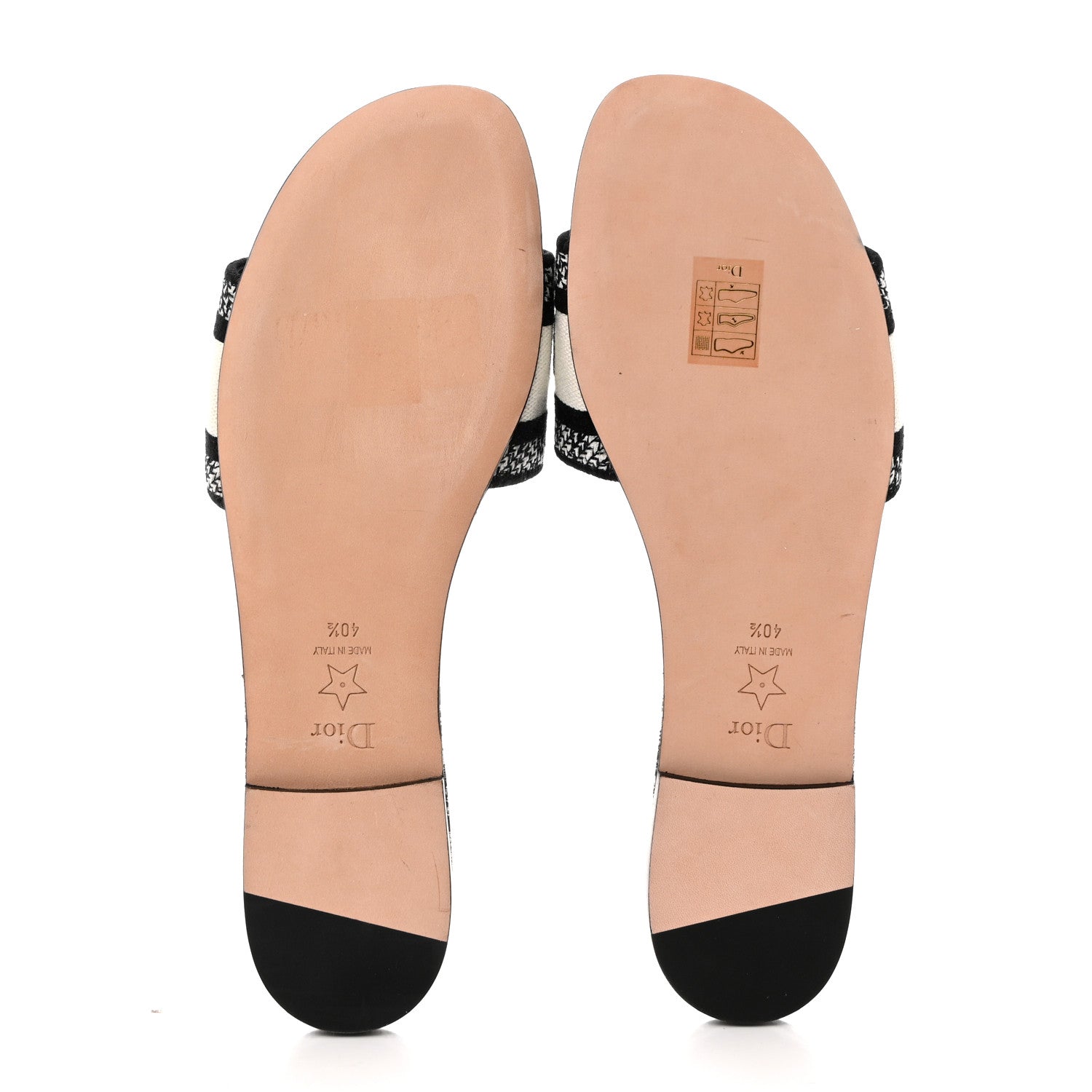 Christian Dior Canvas Plan de Paris Embroidered Dway Flat Slide Sandals 40.5 Off White Black 5 of 9