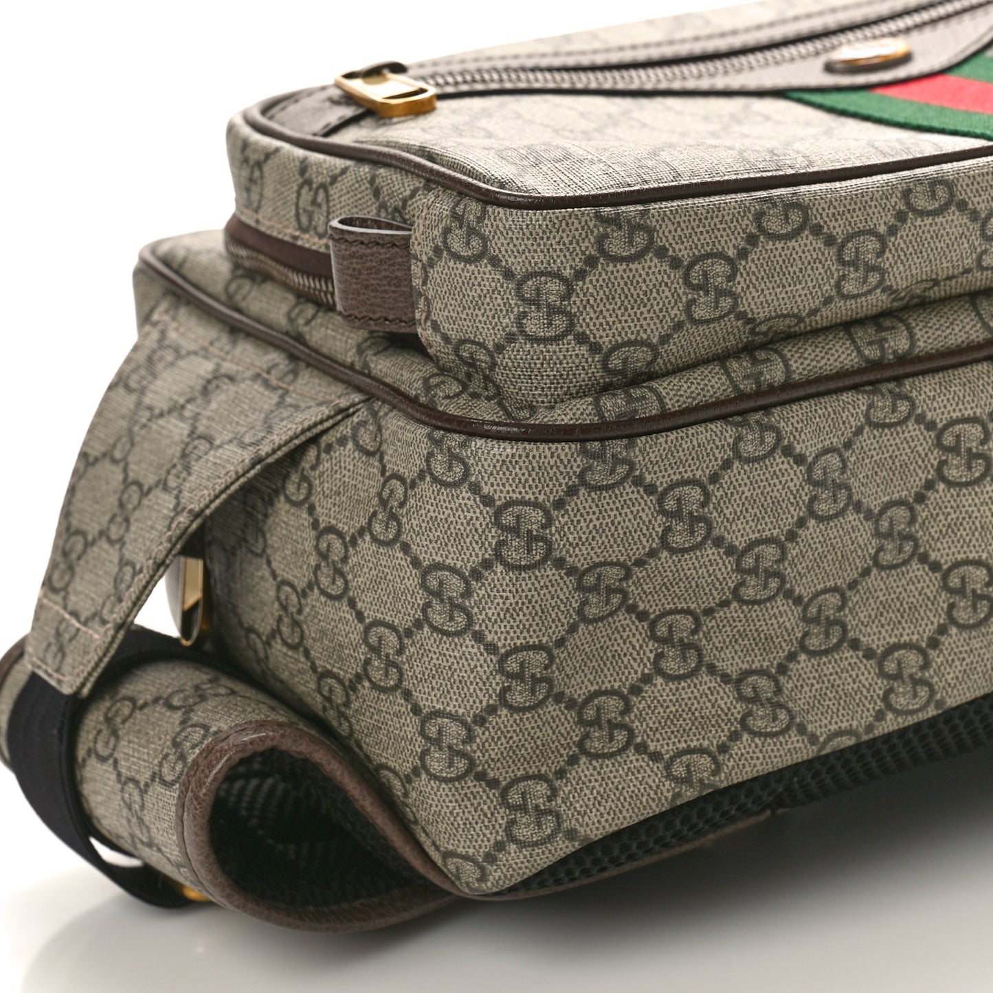Soft GG Supreme Monogram Textured Dollar Calfskin Web Ophidia Pouch Pocket Belt Bag Beige Ebony New Acero Black